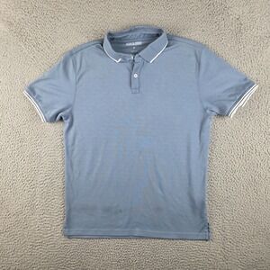 Ash & Erie Polo Shirt Mens Medium Blue Solid Pima Cotton‎ Blend Casual